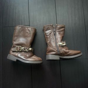 Oshkosh B’gosh brown with gold braid ridding boots size 6 in wearable condition